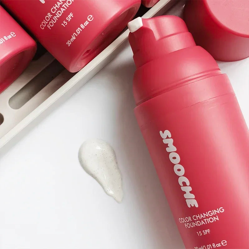 Korean Cosmetics Smooche Color Changing Foundation Self-Adjusting Shade High Covers Imperfections Long-Lasting Makeup Retention