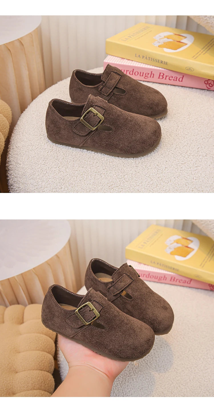 Kids Casual Shoes for Girls 2025 New Autumn Toddler Walking Shoes Soft Sole Solid Color Retro Simple School Outdoor Play age3-8