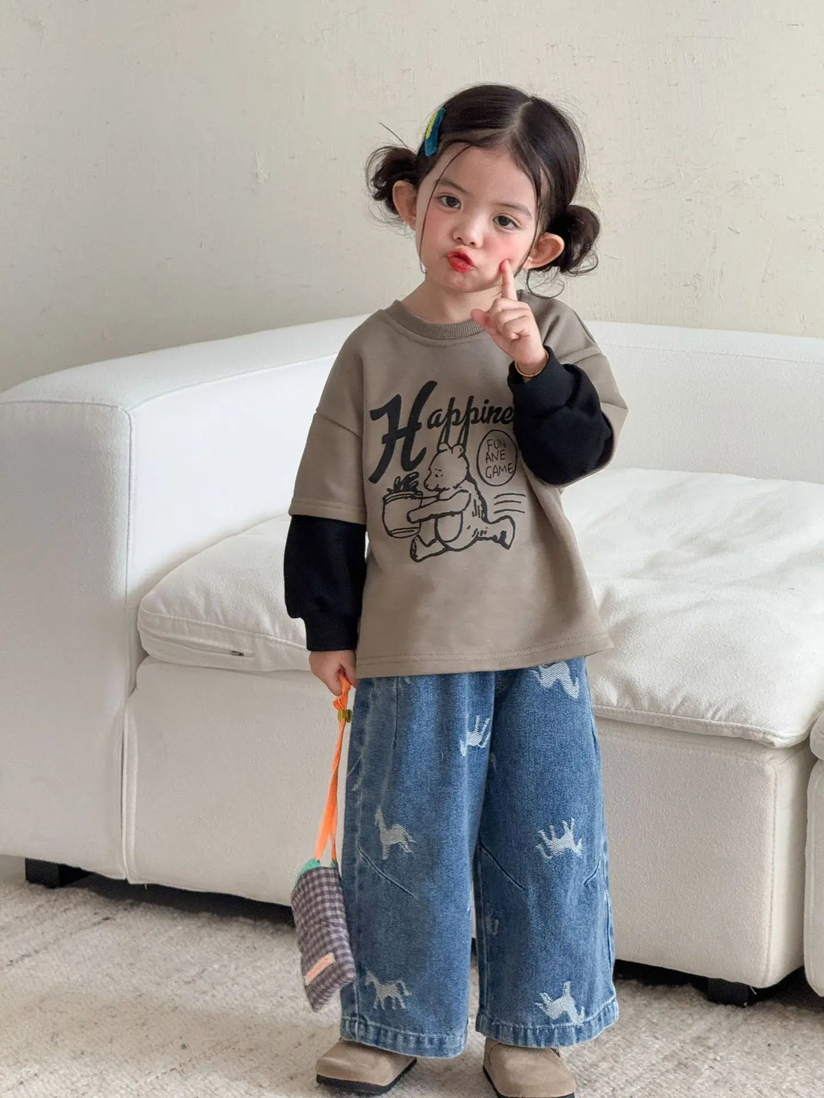 Children Clothe Skids Denim Pants Loose Boys Girls Autumn 2026 New Casual Fashionable Kids Loose Casual Wide-leg Pants