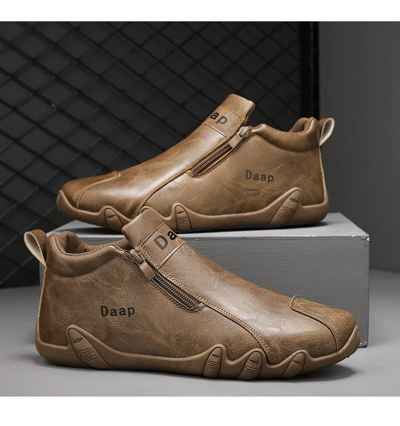 2024 New Casual Shoes for Men Luxury Round Toe Men Ankle Boots Light Slip on Walking Shoes Outdoor Comfor Men High Top Sneakers