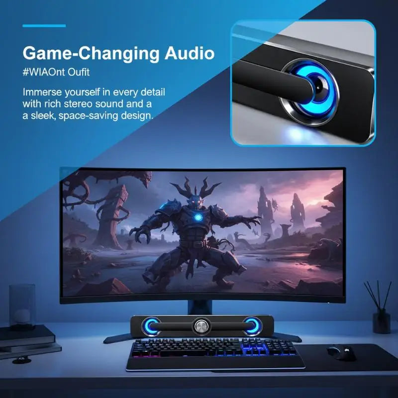Bluetooth USB Wired Speakers Bar Stereo Speaker For Projector PC Laptop Phone
