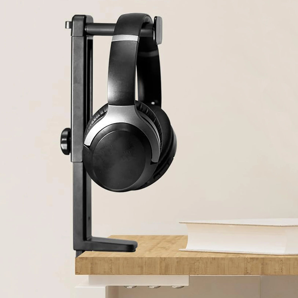 Headset Stand 2 in 1 Above & Under Desk PC Gaming Headset Holder with Height Adjustable and Rotating Clamp with Cable Clip