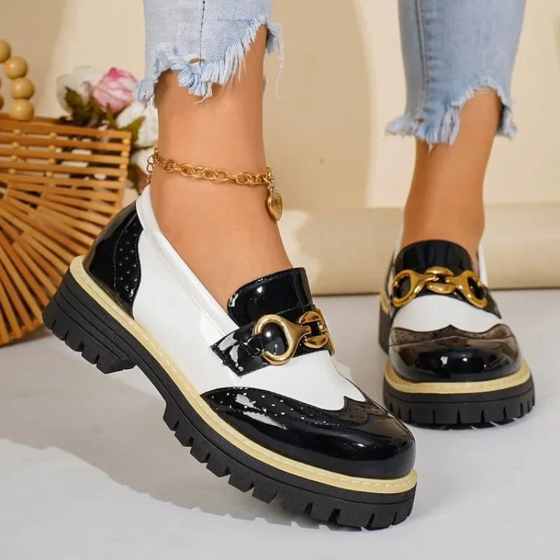 2026 Female Shoes Women Fashion Toe Flats Loafers Platform Casual Buckle Ladies Heels