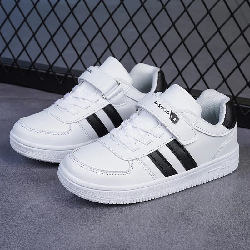 Kids School Sports Walking Shoes Fashion White Casual Sneakers for Boys & Girls Non-Slip Soft Sole Children&