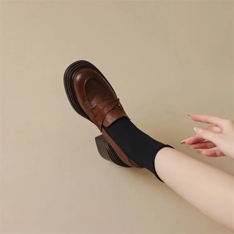 Women High Heel Shoes 2025 Retro Spring Autumn Performance Causal Women&