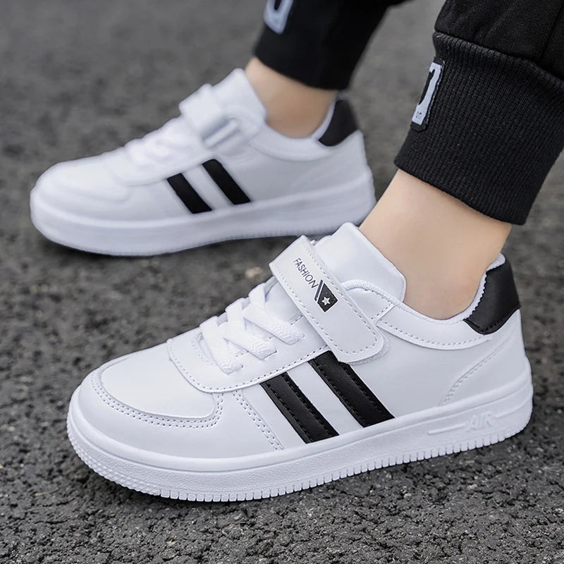 Kids School Sports Walking Shoes Fashion White Casual Sneakers for Boys & Girls Non-Slip Soft Sole Children&
