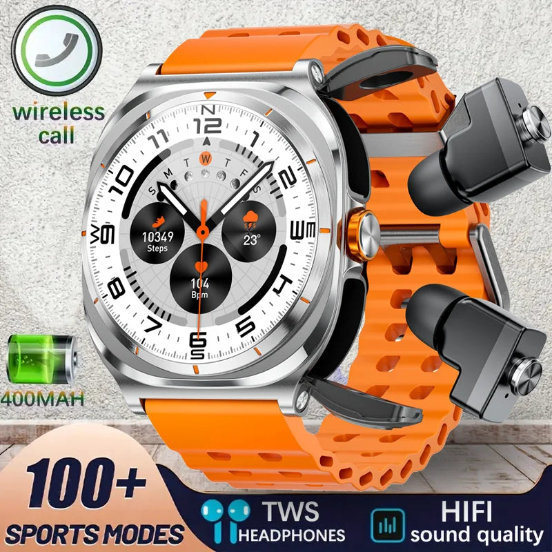 2026 New Watch Earphones 2-in-1 Smart Watch Health Monitoring Bluetooth Call 100+Sports Mode Outdoor Smart Watch Men and Women