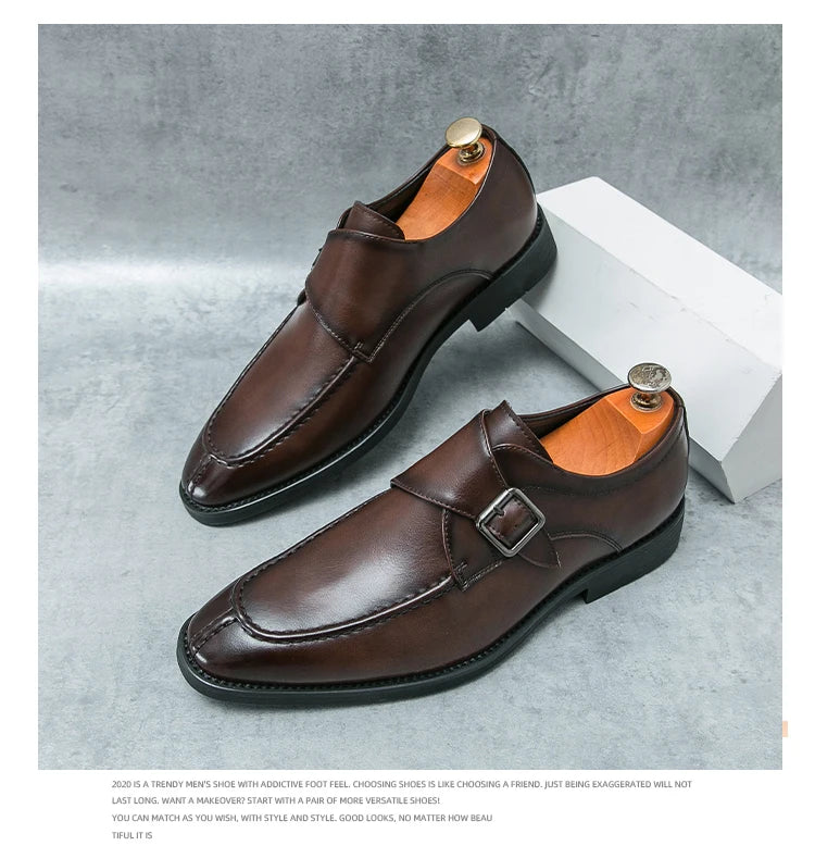 Leather Shoes For Men Fashion Buckle Classic Business Shoes for Male Luxury Brand Antiskid Cozy Men Loafers Design Shoes Men