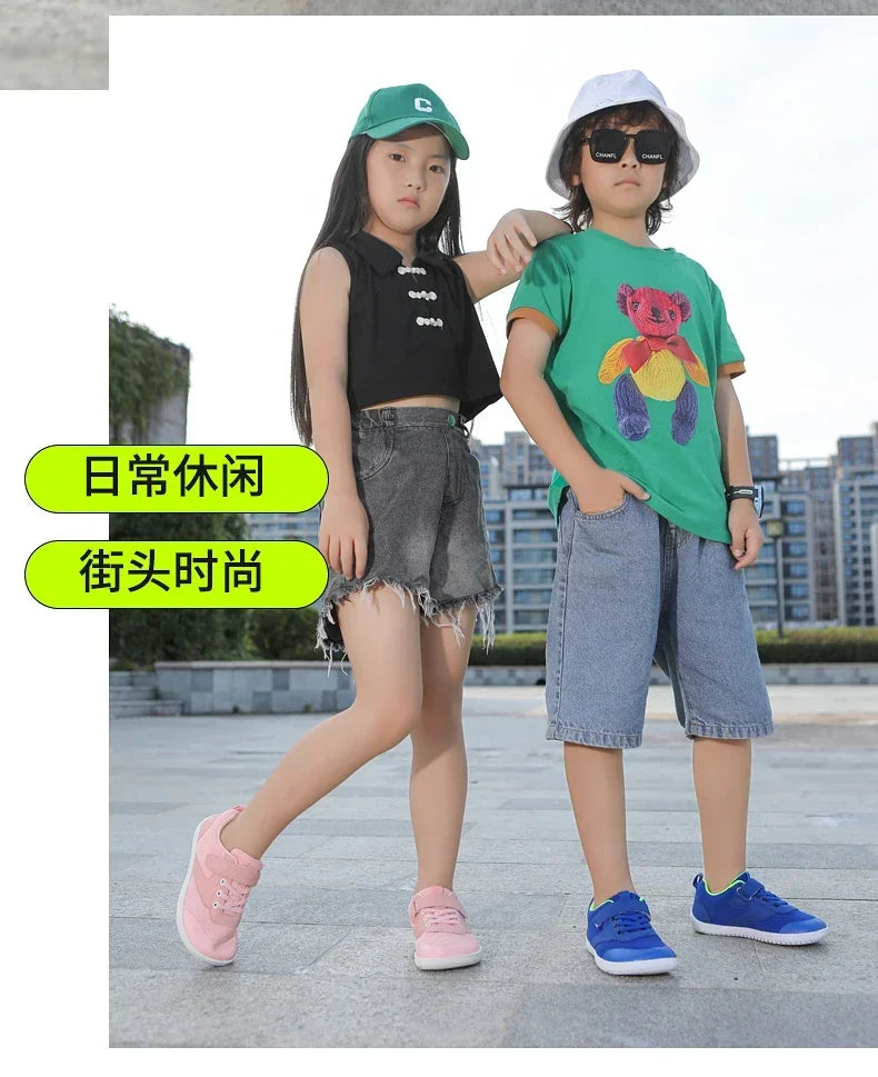 Kids Wide Barefoot Shoes Minimalist Boys Girls Sneakers Lightweight Non Slip Children Walking Shoes Casual Skate Flat