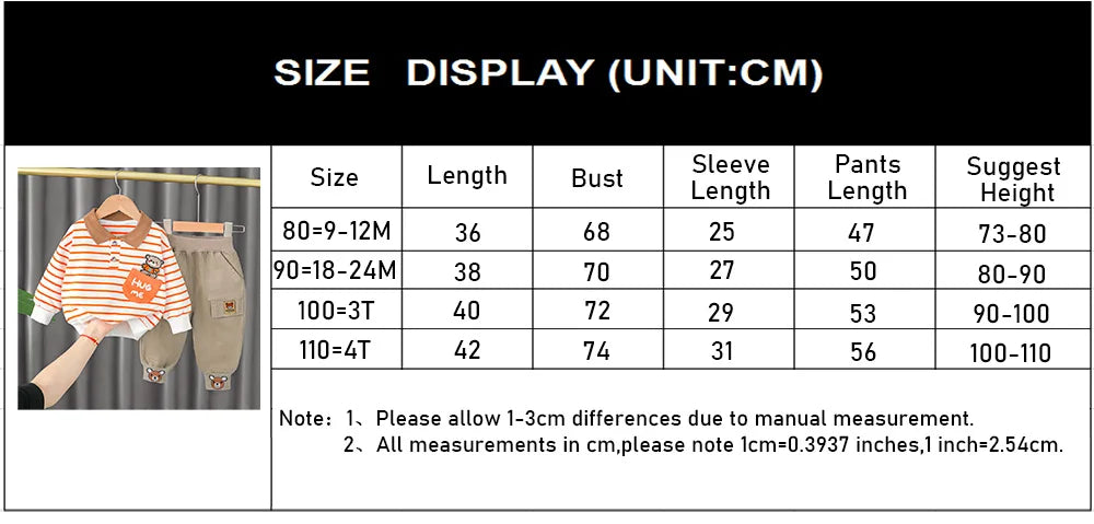 Toddler Tracksuit Spring Baby Clothing Sets Children Boys Fashion Sport Clothes Kids Cartoon Bear Sweatshirt And Pants 2Pcs Suit