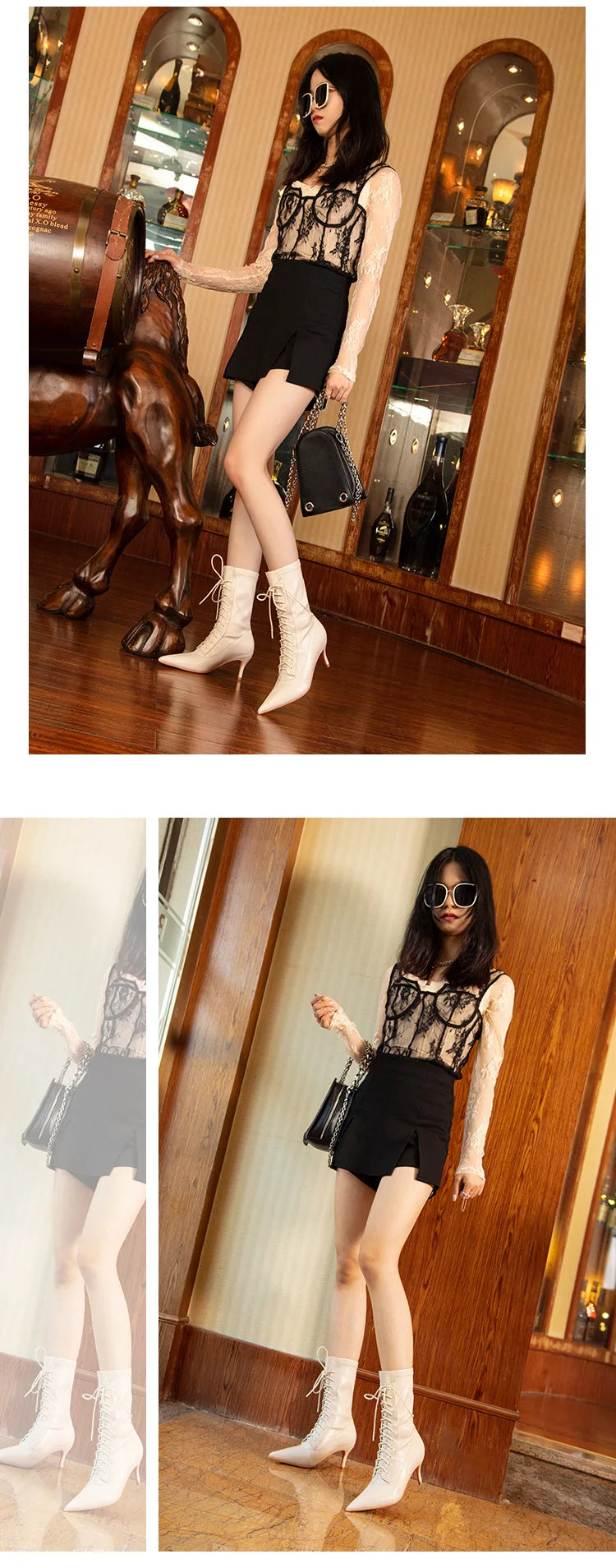 Womens Shoes Exquisite Pointed Tip High Heeled Boots for Woman Sexy Self Cultivation Stretch Boots Designer Shoes Botas Feminina