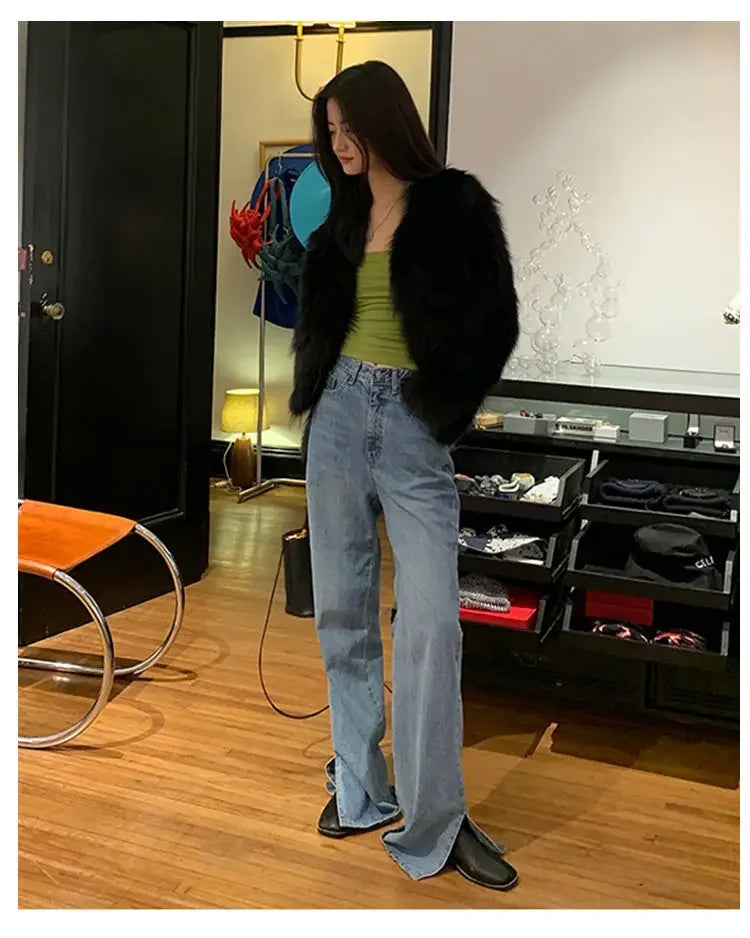 2026 New Winter Womens Faux Fur Coat Fashion Casual Imitation Fox Fur Jacket Short Loose Versatile Womens Fur Coats Top