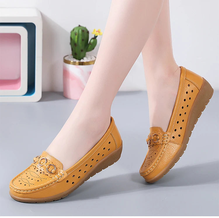 Woman Shoes Breathable Leather Shoes For Women Low Heels Casual Zapatos Mujer Elegant Heel Women&