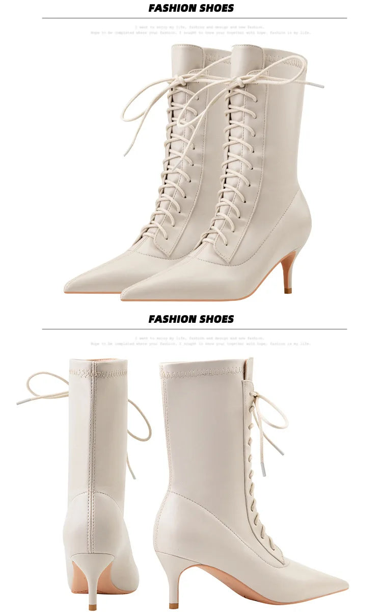 Womens Shoes Exquisite Pointed Tip High Heeled Boots for Woman Sexy Self Cultivation Stretch Boots Designer Shoes Botas Feminina