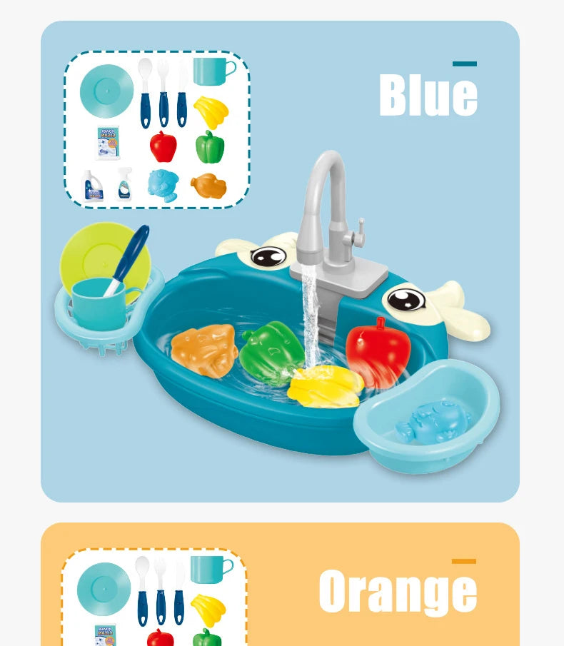 Kids Kitchen Sink Toys Simulation Electric Dishwasher Mini Kitchen Food Pretend Play House Toy Set Children Role Play Girl Toys