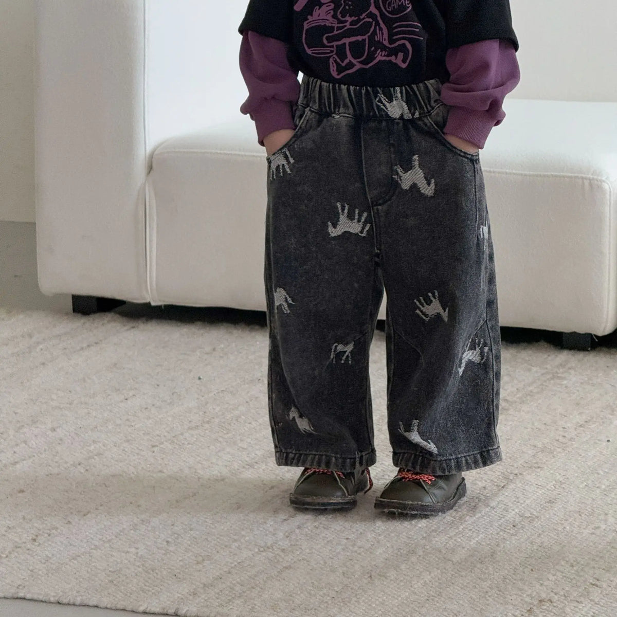 Children Clothe Skids Denim Pants Loose Boys Girls Autumn 2026 New Casual Fashionable Kids Loose Casual Wide-leg Pants