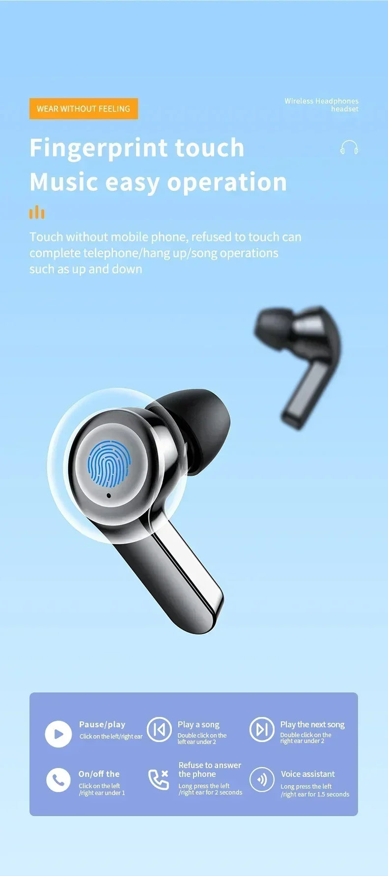 Wireless Mini Earbuds LED Power Digital Display TWS Wireless Headset Stereo Sound Bluetooth Headphones