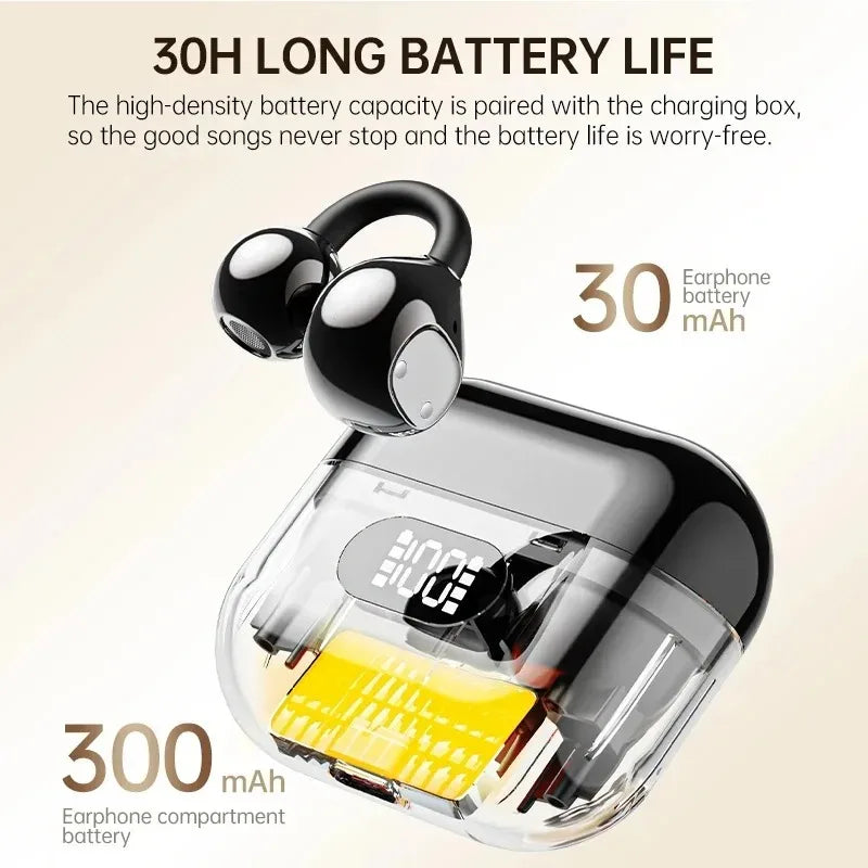 Portable Ear Clip Style Open Ear Earbuds Wireless Bluetooth Stereo Audio Clear HD Calls Touch ControlledHeadphones for Sports