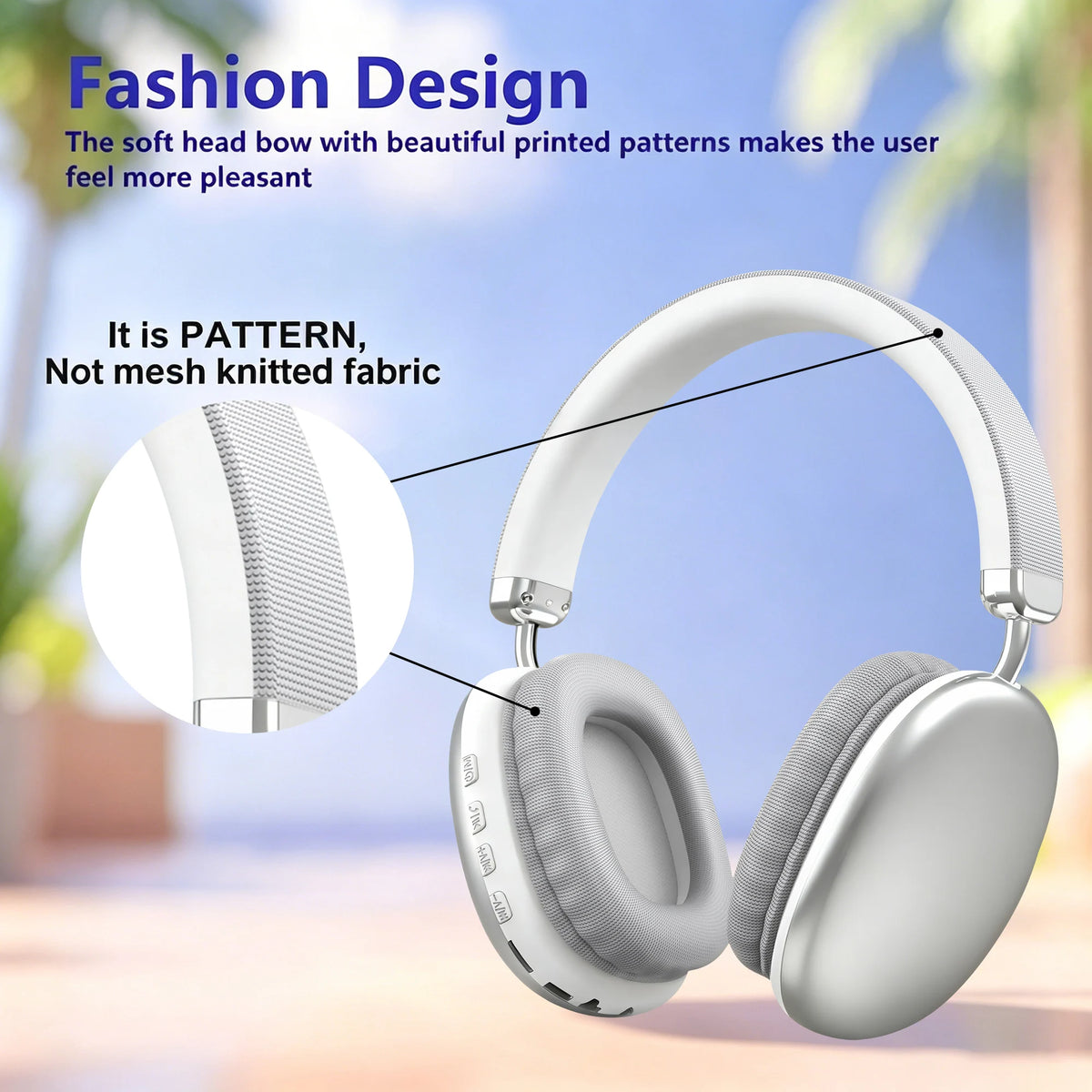Wireless Over-Ear Headphones, 5.3 Smart Chip, Long Battery Life,HiFi Music Gaming Comfortable Mic for iPhone Android PC