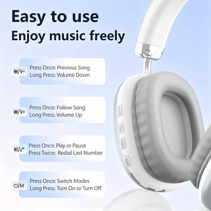 Wireless Over-Ear Headphones, 5.3 Smart Chip, Long Battery Life,HiFi Music Gaming Comfortable Mic for iPhone Android PC