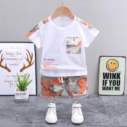 Children Clothes Fashion Summer Baby Girls Clothing Boys Sports T-Shirt Shorts 2Pcs/Sets Toddler Cotton Costume Kids Tracksuits