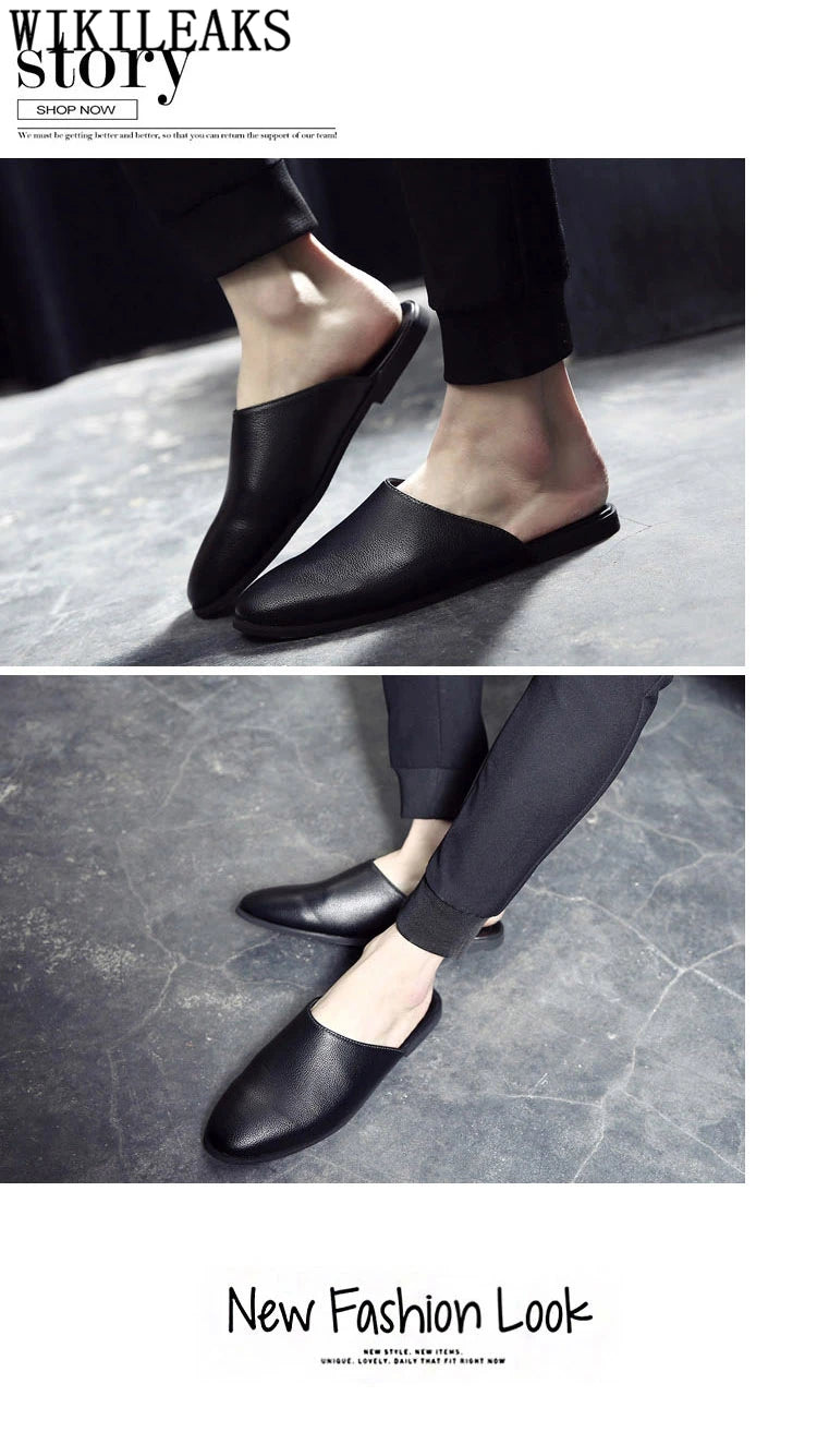 Half Shoes For Men Coiffeur Designer Shoes Men Italian Fashion Mens Shoes Casual Leather Mule Masculino Brand Tenis Masculino