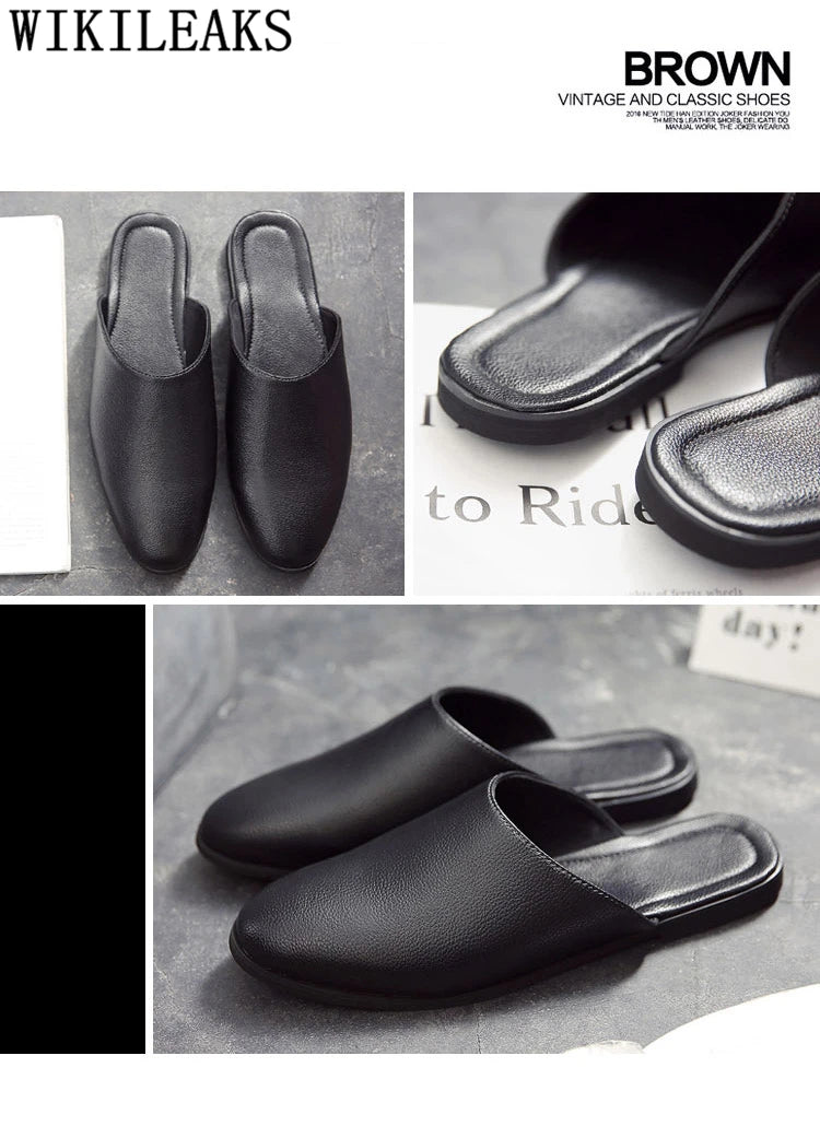 Half Shoes For Men Coiffeur Designer Shoes Men Italian Fashion Mens Shoes Casual Leather Mule Masculino Brand Tenis Masculino