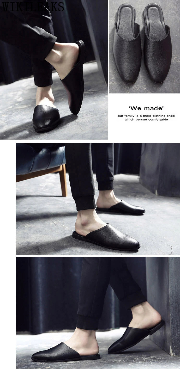 Half Shoes For Men Coiffeur Designer Shoes Men Italian Fashion Mens Shoes Casual Leather Mule Masculino Brand Tenis Masculino