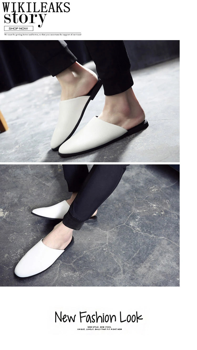 Half Shoes For Men Coiffeur Designer Shoes Men Italian Fashion Mens Shoes Casual Leather Mule Masculino Brand Tenis Masculino