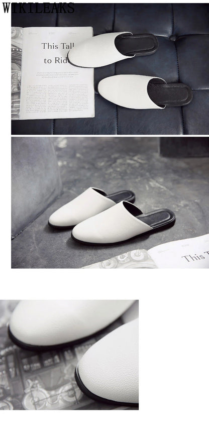 Half Shoes For Men Coiffeur Designer Shoes Men Italian Fashion Mens Shoes Casual Leather Mule Masculino Brand Tenis Masculino