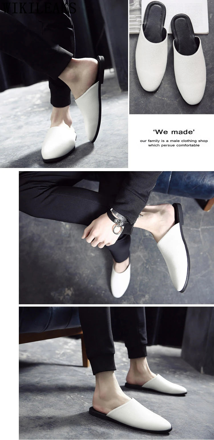 Half Shoes For Men Coiffeur Designer Shoes Men Italian Fashion Mens Shoes Casual Leather Mule Masculino Brand Tenis Masculino