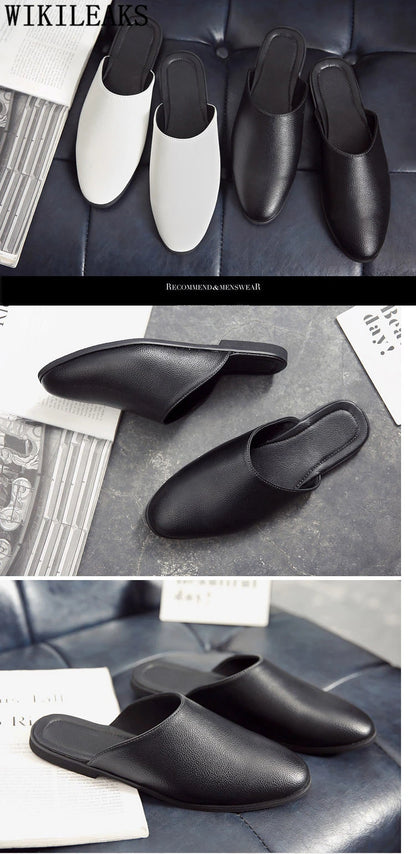 Half Shoes For Men Coiffeur Designer Shoes Men Italian Fashion Mens Shoes Casual Leather Mule Masculino Brand Tenis Masculino