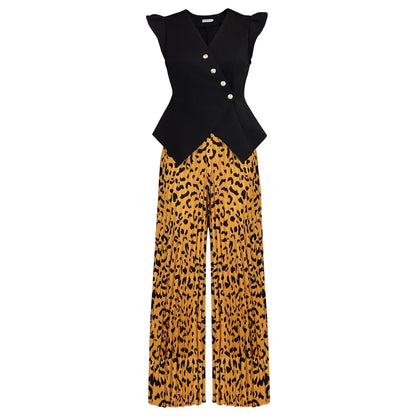 African Clothes For Women 2026 Summer 2 PCS Set Dashiki Outfits Sleeveless Tops And Pleated Pants Suit Birthday Party Gowns