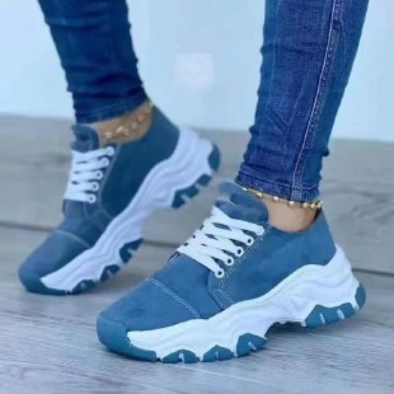 Women Vulcanized Shoes Platform Shoes for Women 2025 Solid Color Suede Womens Sneakers Comfortable Casual Zapatillas Footwear