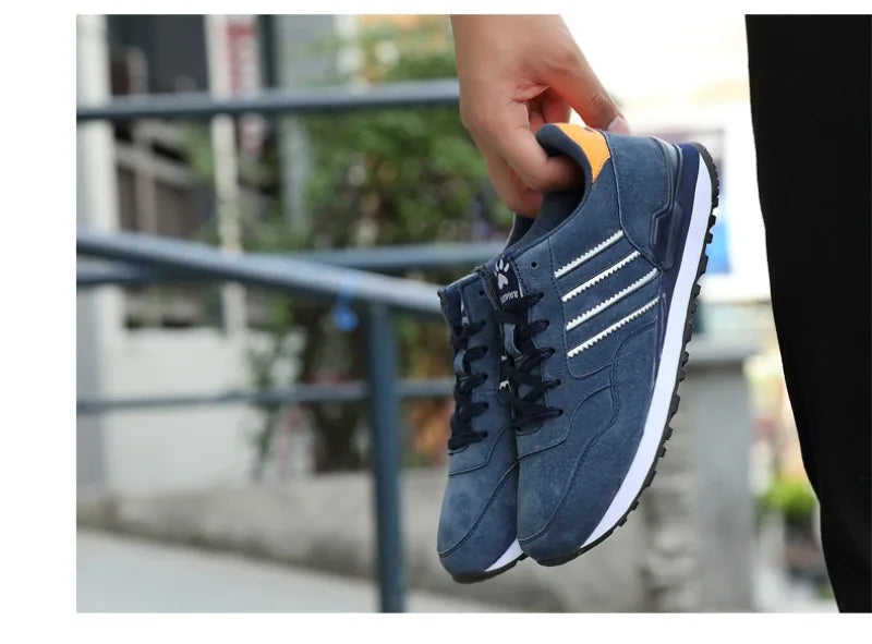 Sneakers for Men High Quality Suede Casual Shoes Luxury Tenis Shoes for Men Lace-up Flats Sport Running Shoes Кроссовки Мужские
