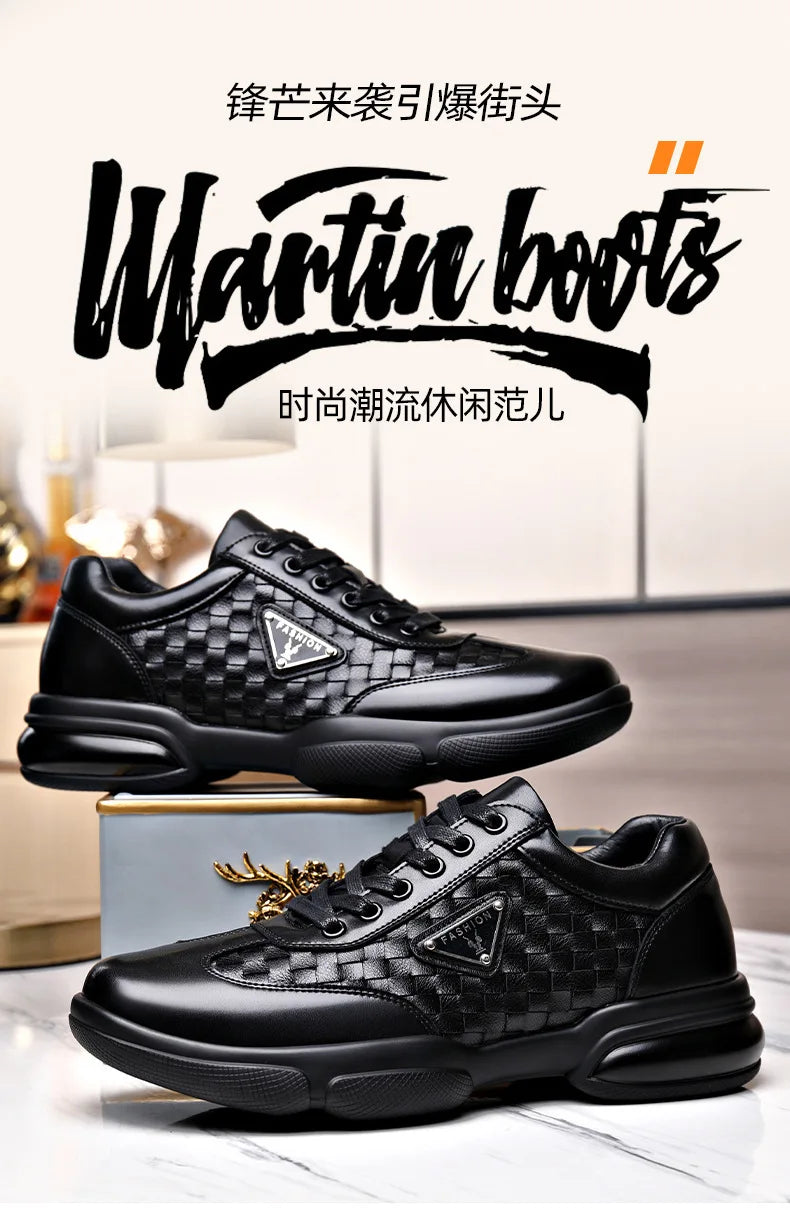 Men's Shoes Original Casual Leather Men Training Wear Resistant Sneakers Outdoor Male Treking Footwear Breathable Lace-up Shoes
