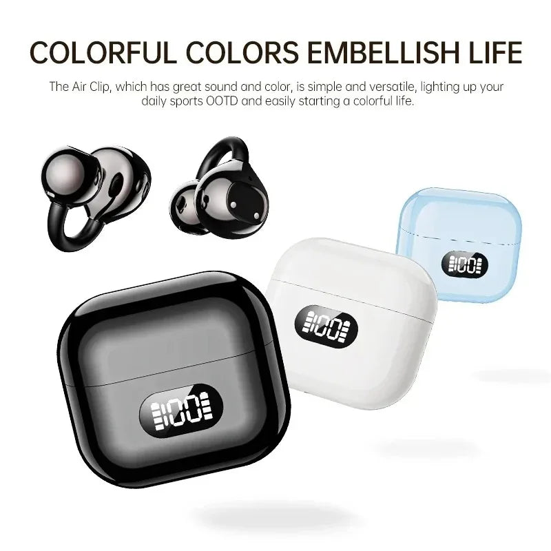Portable Ear Clip Style Open Ear Earbuds Wireless Bluetooth Stereo Audio Clear HD Calls Touch ControlledHeadphones for Sports