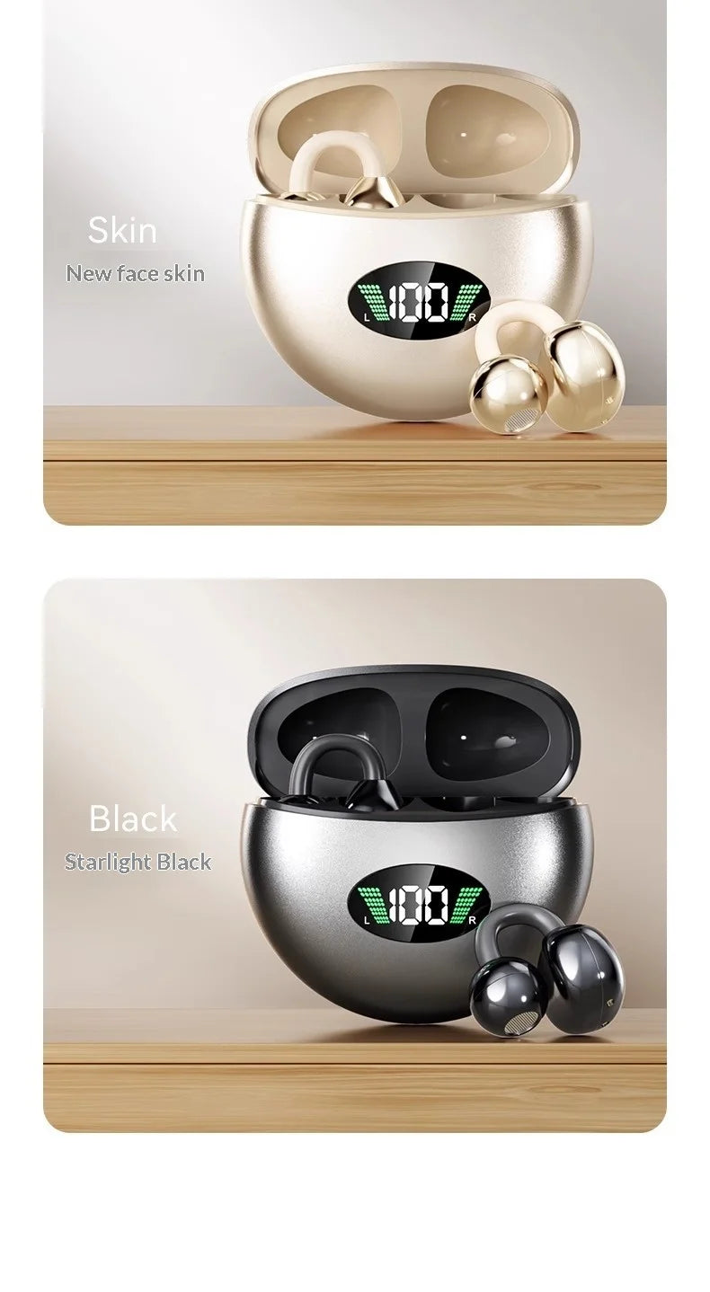 Wireless Clip-On Bluetooth Earbuds Premium HiFi Audio Sports Headphones Long Battery Life with Built-in Microphone