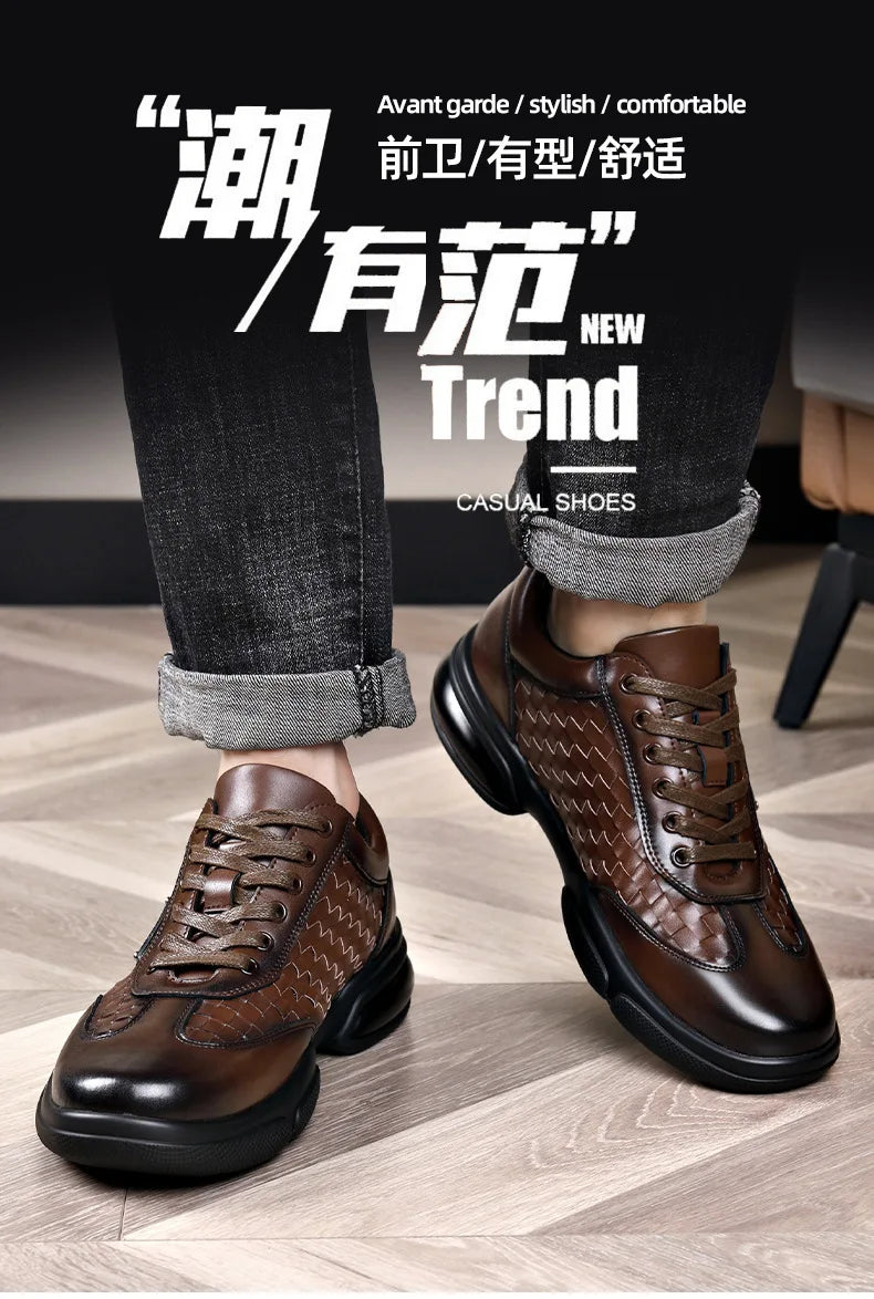 Men's Shoes Original Casual Leather Men Training Wear Resistant Sneakers Outdoor Male Treking Footwear Breathable Lace-up Shoes