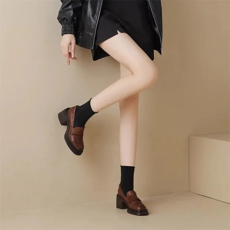Women High Heel Shoes 2025 Retro Spring Autumn Performance Causal Women&