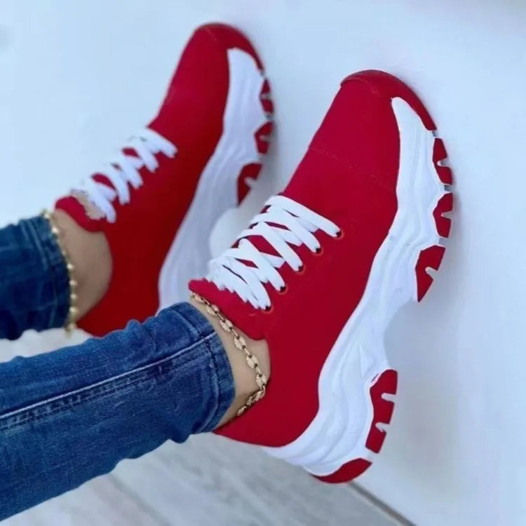 Women Vulcanized Shoes Platform Shoes for Women 2025 Solid Color Suede Womens Sneakers Comfortable Casual Zapatillas Footwear