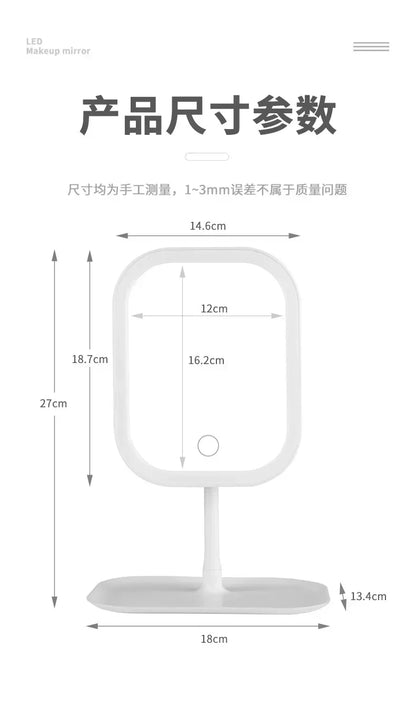 LED Makeup Mirror, Touch Control 3 Light Modes, Rechargeable Portable Vanity Mirror with Stand &amp; Foldable Design