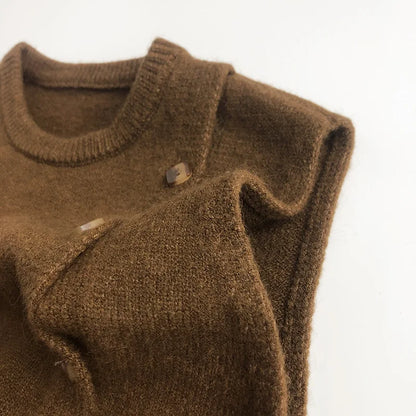 Kids Clothes  Spring Autumn Children Sleeveless Knitted Vest Baby Boy Girl Fashion Pullover Vest Toddler Solid Casual Vest Coat