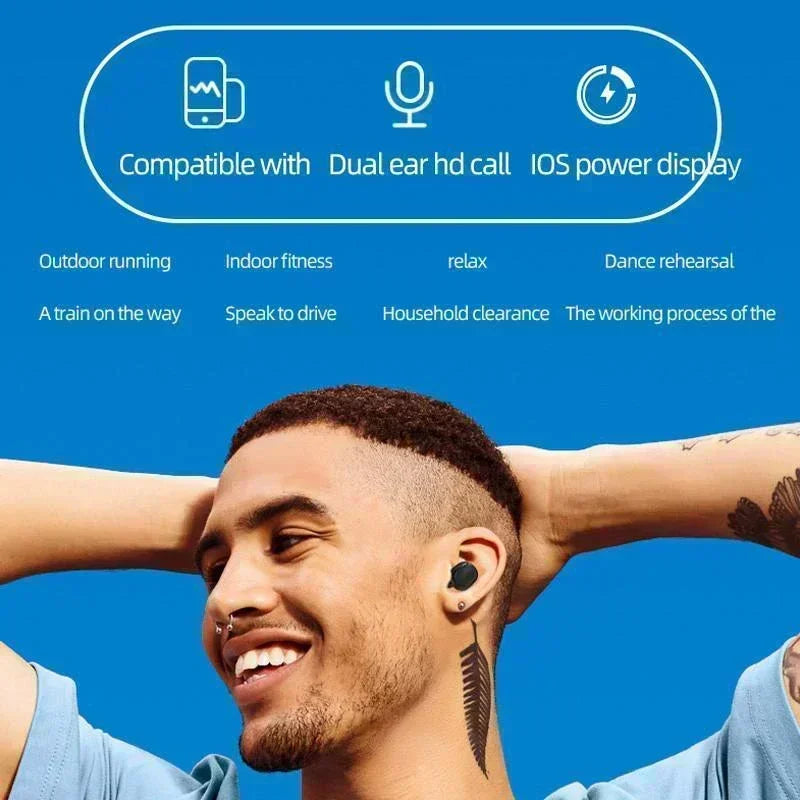 TWS Wireless Bluetooth Headset with Mic Earbuds Noice Cancelling Earphone Bluetooth Headphones For smartphones