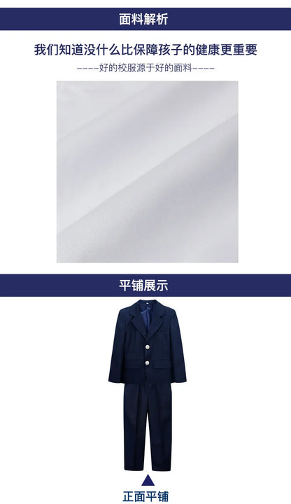 Children School Uniform Girls Jacket Pleated Skirts Suits Boys British Student Blazers Pants Kids Formal Dress Class Clothes Set