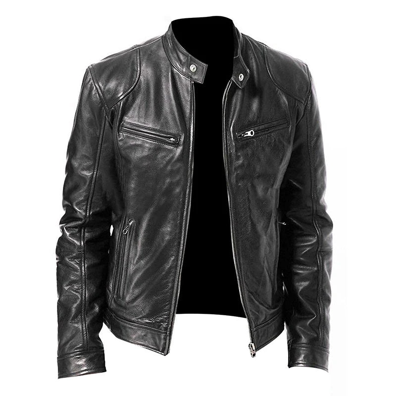 New Leather Jackets Man Bomber Motorcycle Biker Pu Leather Coat Spring Casual Loose Fit Faux Jacket Anti-wind Leather Coat Male