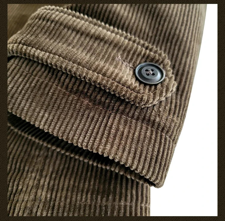 Amekaji Wear Clothes Men Corduroy Double Breasted Suit Cotton Coat Jacket American Retro Casual