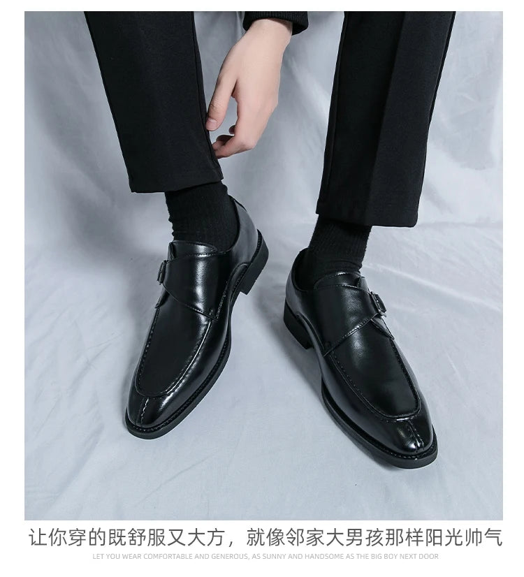 Leather Shoes For Men Fashion Buckle Classic Business Shoes for Male Luxury Brand Antiskid Cozy Men Loafers Design Shoes Men