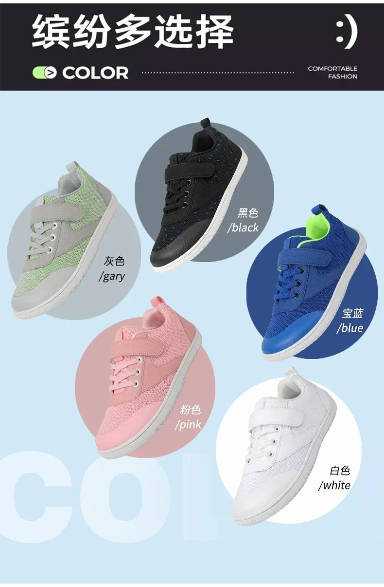 Kids Wide Barefoot Shoes Minimalist Boys Girls Sneakers Lightweight Non Slip Children Walking Shoes Casual Skate Flat