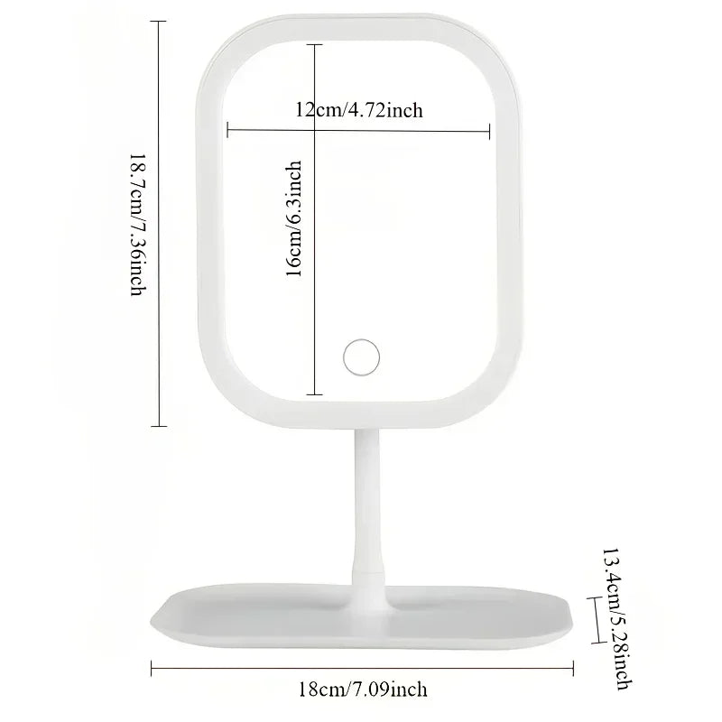 LED Makeup Mirror, Touch Control 3 Light Modes, Rechargeable Portable Vanity Mirror with Stand &amp; Foldable Design